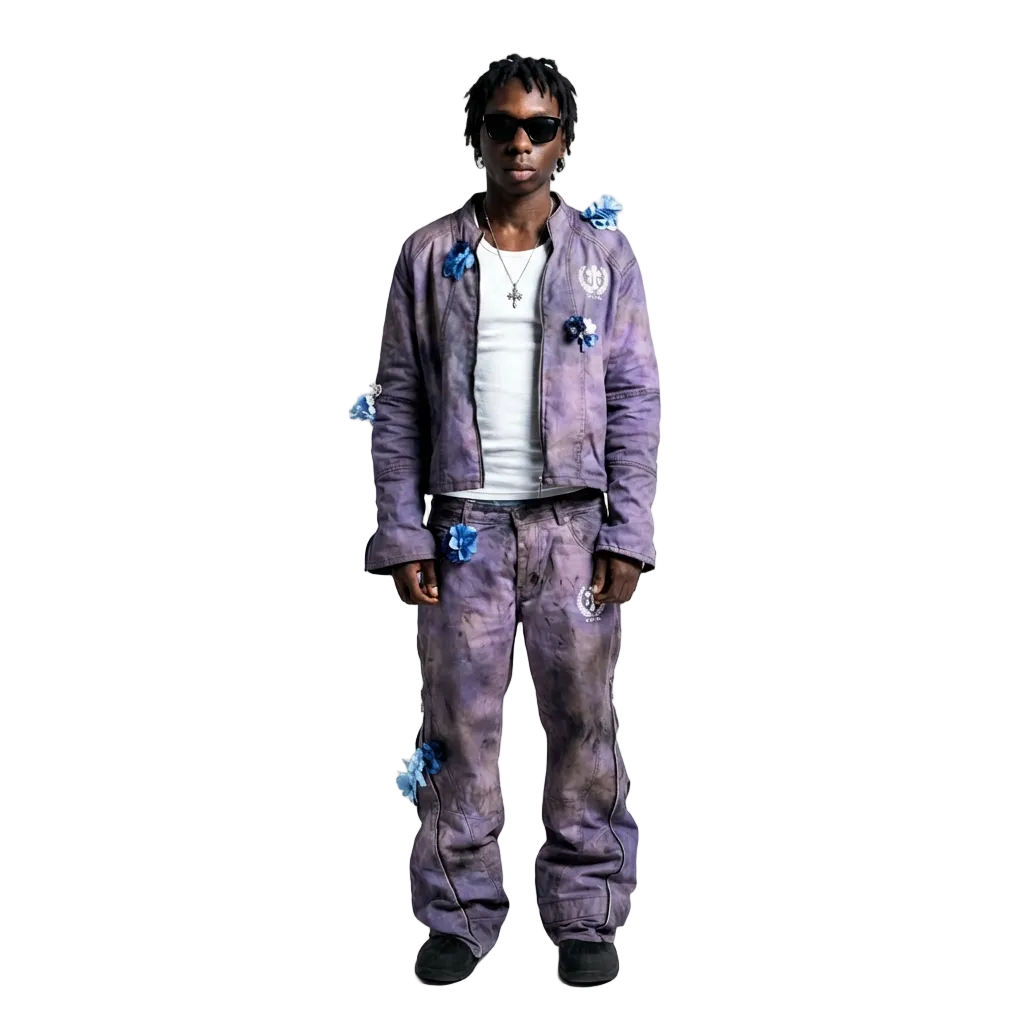 PURPLE FLOWER DENIM SET (1 of 1)