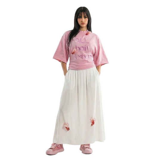 PINK TIE DIE ALL HAIL YESHUA FLOWER TEE (1 of 1)